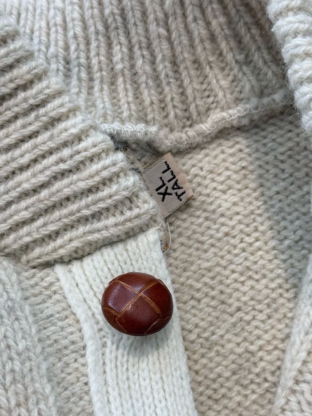 Vintage London Fog Wool Crewneck Sweater with Button Placket in Oatmeal